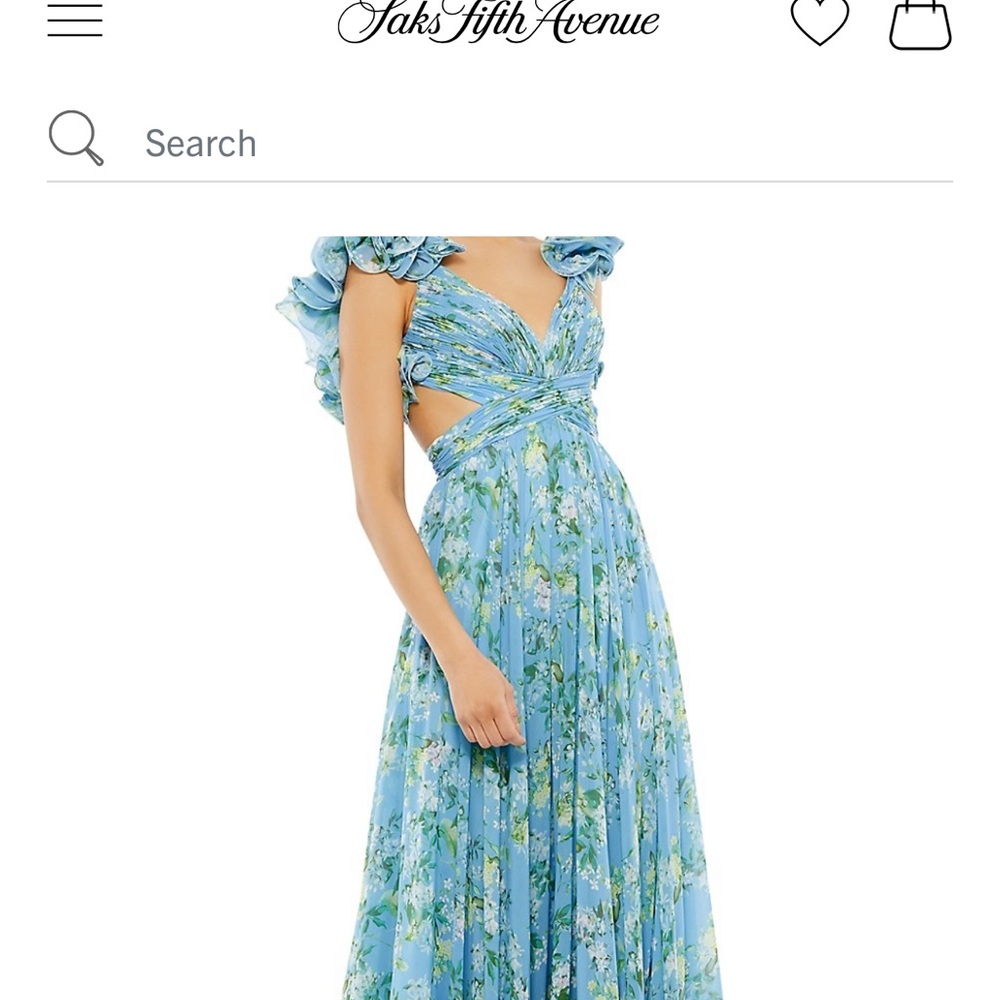 Mac Duggal Ruffle shoulder cut out dress